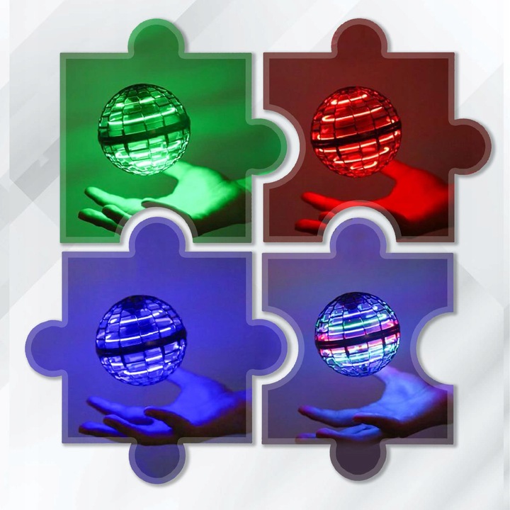 LATAJĄCA KULA STEROWANY RĘKĄ SPINNER DRON UFO LED ŚWIECI