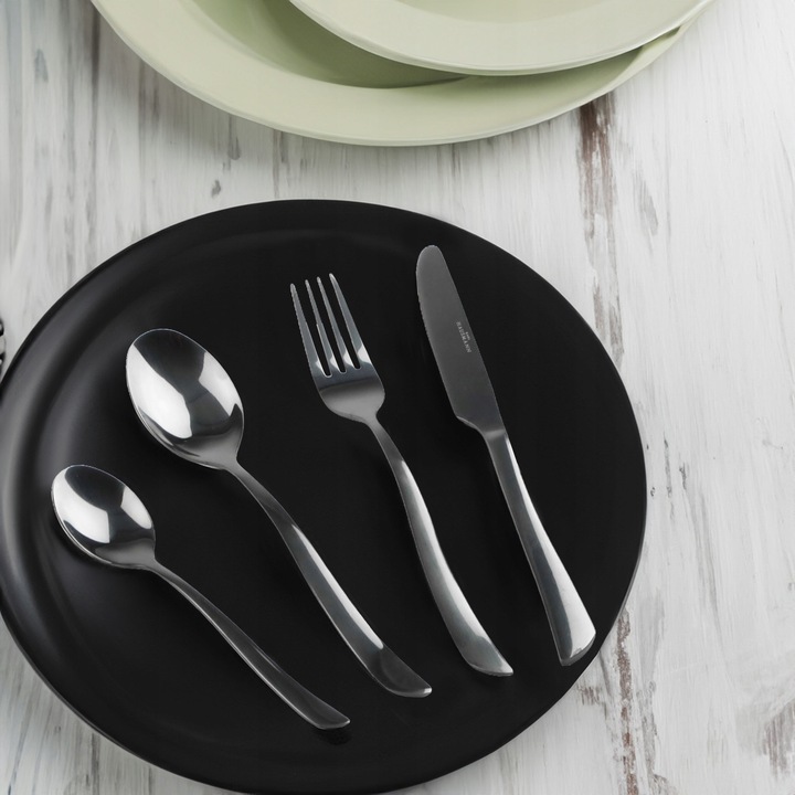 ZESTAW SZTUĆCÓW 16 el komplet sztućce pudełko proste nowoczesne czarne