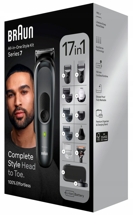 NOWY TRYMER MASZYNKA BRAUN SERIES 7 MGK7491 BOGATY ZESTAW 17w1 ETUI