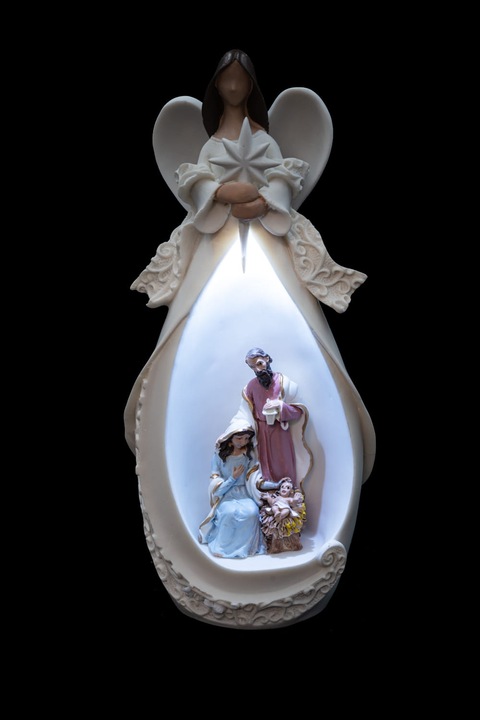 Anioł aniołek SZOPKA bożonarodzeniowa LED ŚWIĘTA Rodzina prezent Upominek