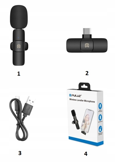 BEZPRZEWODOWY MIKROFON KRAWATOWY PULUZ USB-C