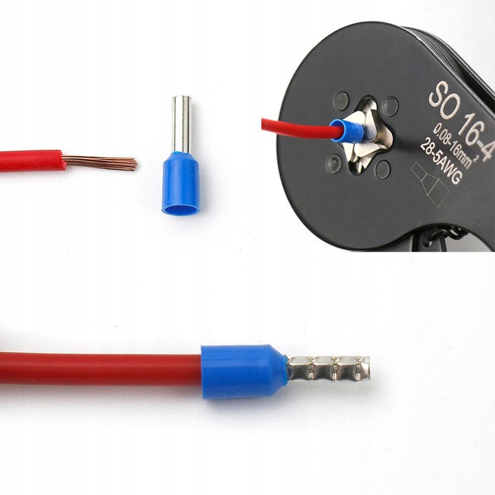 Zaciskarka Praska do Tulejek Kabli Konektorów Przewodów 0,08 mm2 - 16 mm2