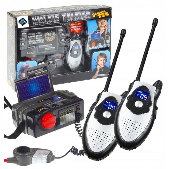 WALKIE TALKIE DLA DZIECI 2 x krótkofalówka ZESTAW łoki toki + BAZA do 30m