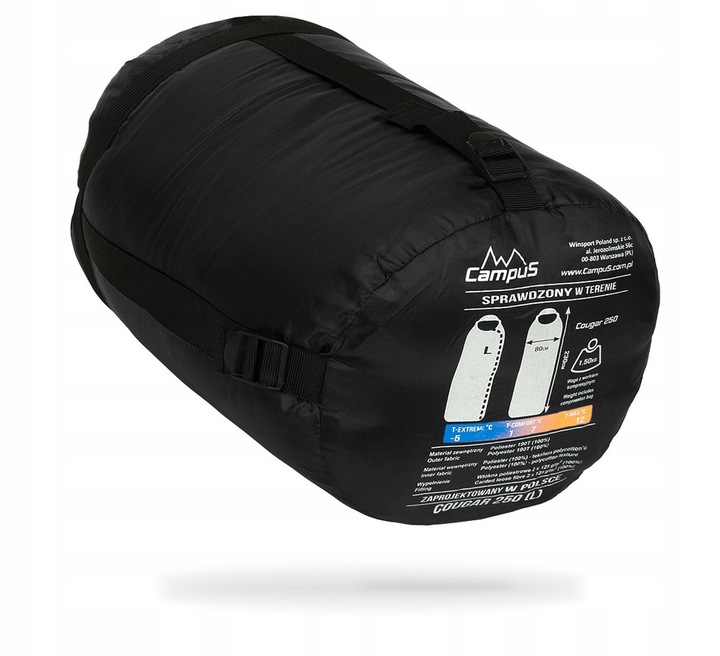 CAMPUS ŚPIWÓR 2w1 COUGAR DO -5st KOŁDRA 250 LEWY