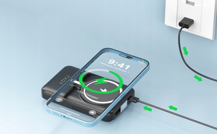 SZYBKI BEZPRZEWODOWY POWER BANK z MagSafe INDUKCYJNY PODSTAWKA 10000mAh