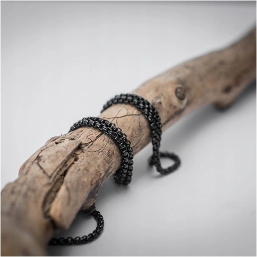 Łańcuszek damski oczkowy splot Ankier czarny