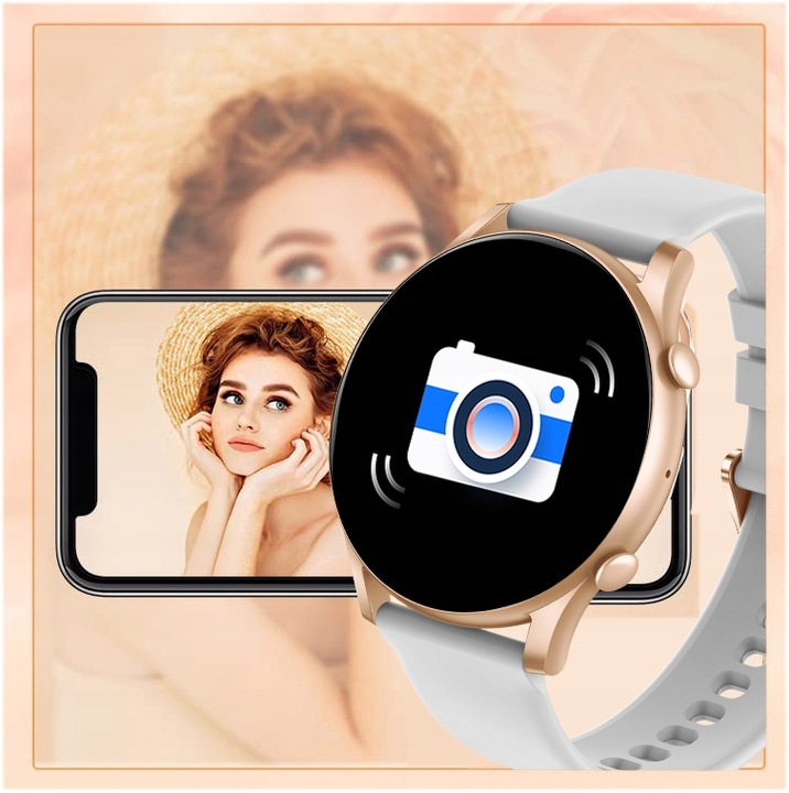 SMARTWATCH ZEGAREK DAMSKI POLSKIE MENU ROZMOWY ZDROWIE SPORT AMOLED 4 PASKI