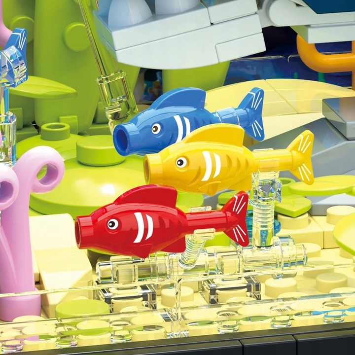 Zestaw klocków klocki AKWARIUM z żółwiem podświetlane LED ruchome elementy