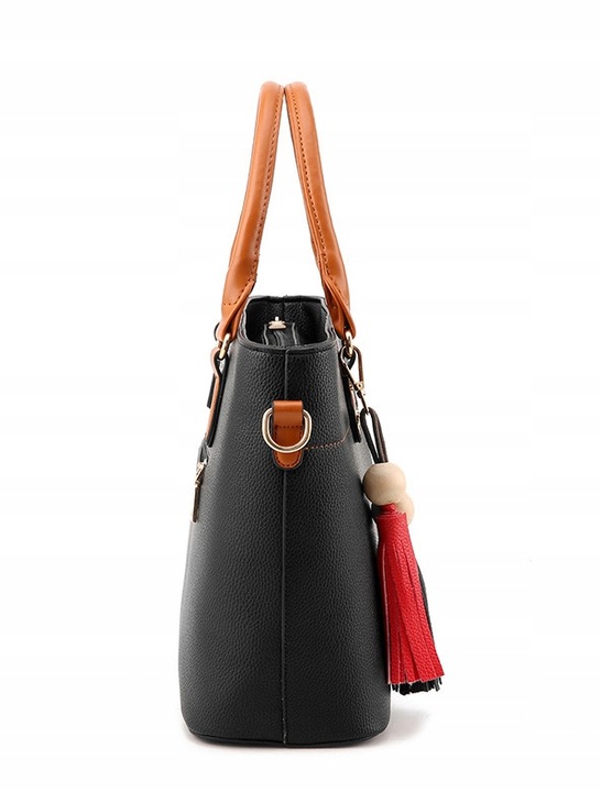 TOREBKA DAMSKA KUFEREK CZARNY z brąz DO RĘKI NA RAMIĘ LISTONOSZKA