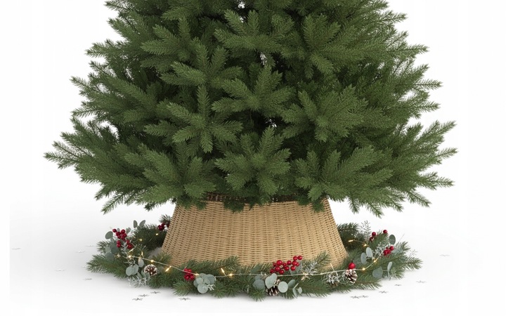 NATURALNA OSŁONA CHOINKOWA W STYLU BOHO RATTAN NA DONICĘ STOJAK POD CHOINKĘ