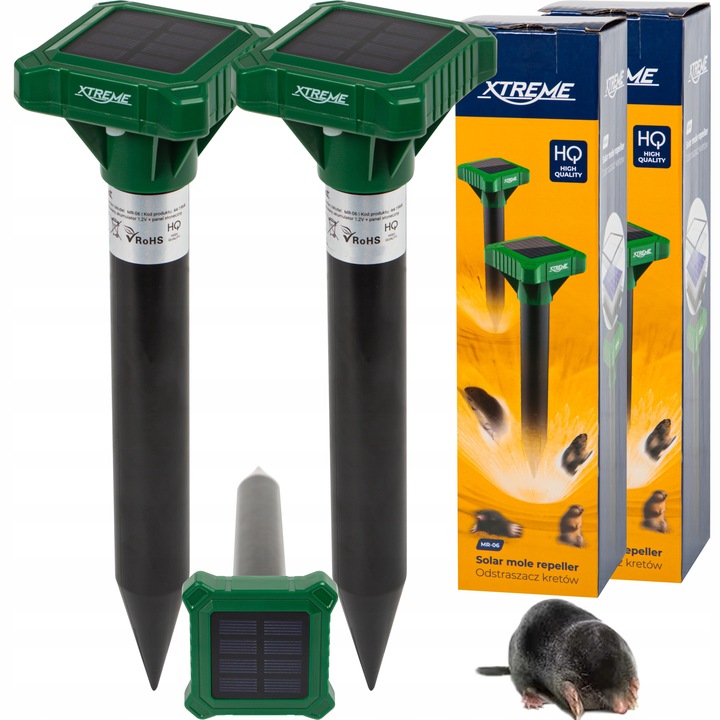 SOLARNY ODSTRASZACZ KRETÓW MOCNY NA GRYZONIE IP65 DO 560m 50-60dB 2SZT.