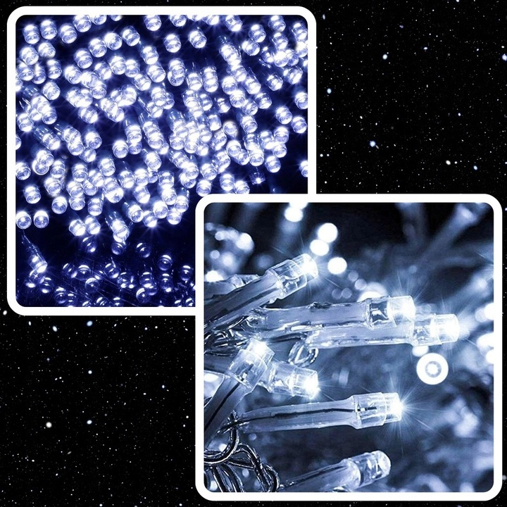 LAMPKI CHOINKOWE ŚWIĄTECZNE 1000LED ZEWNĘTRZNE WEWNĘTRZNE BIAŁE ZIMNE 68M