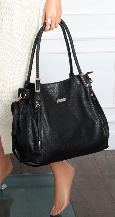 Torebka Damska Shopper Worek Pojemna Miejska Modna Torba CH7721 Czarna