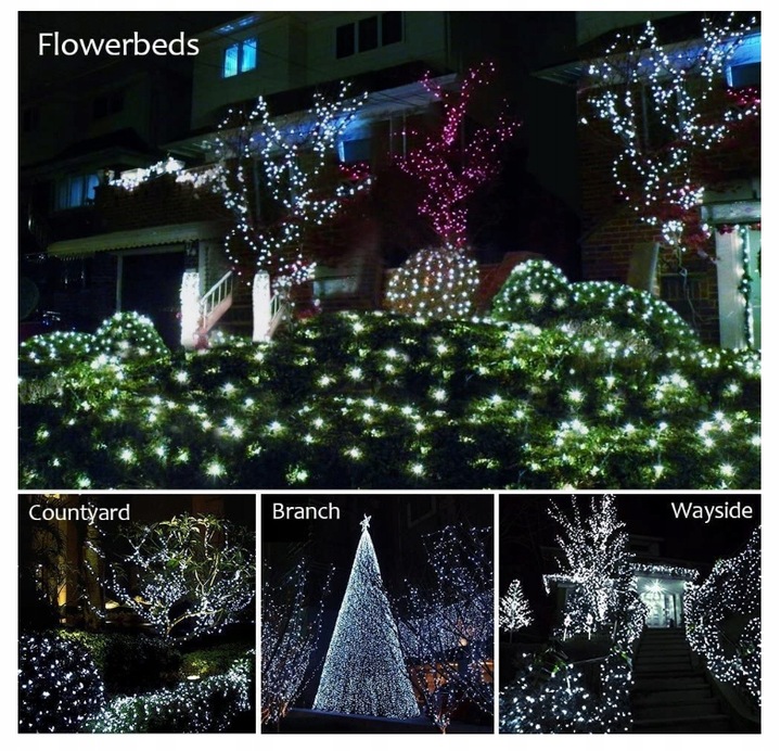 LAMPKI CHOINKOWE Z FLASH ŚWIATEŁKA 200led BIAŁE ZIMNE ZEWNĘTRZNE WEWNĘTRZNE