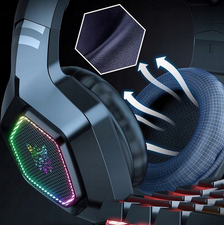 ONIKUMA K10 SŁUCHAWKI GAMINGOWE NAUSZNE PRZEWODOWE Z MIKROFONEM LED RGB