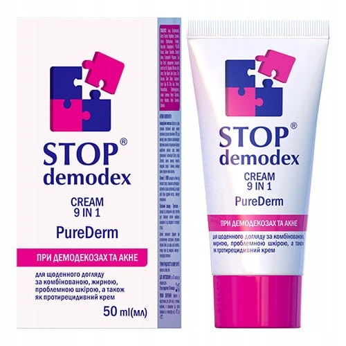 KREM DO TWARZY 9w1 Pure Derm STOP DEMODEX Demodekoza Nużyca Trądzik 50ml