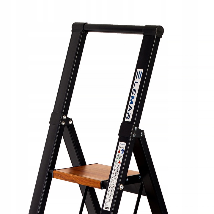 Drabina aluminiowa domowa składana 4 stopniowa LEMAR drewno Slim Space