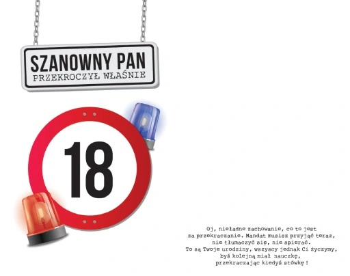 Kartka Urodzinowa - Mandat do wypisania 18 lat On