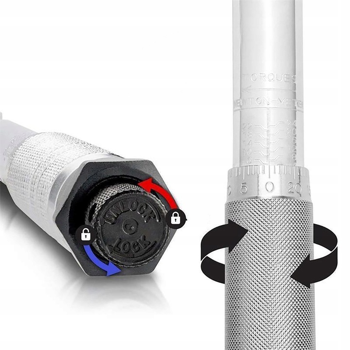Klucz Dynamometryczny z Blokadą Blokada 5-25 Nm 1/4" Dwukierunkowy z Etui