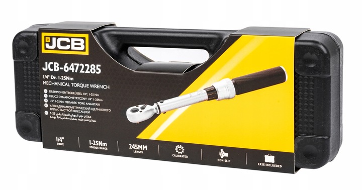 KLUCZ DYNAMOMETRYCZNY Z BLOKADĄ ETUI CERTYFIKAT KALIBRACJI 1-25NM 1/4" JCB