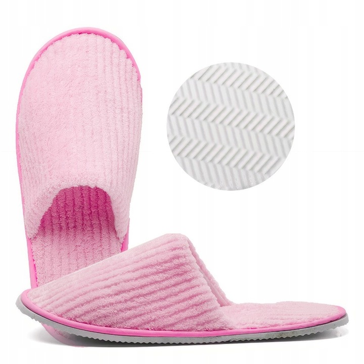 10 PAR Kapcie hotelowe Klapki uniwersalne FROTTE zakryte palce RÓŻOWE SPA