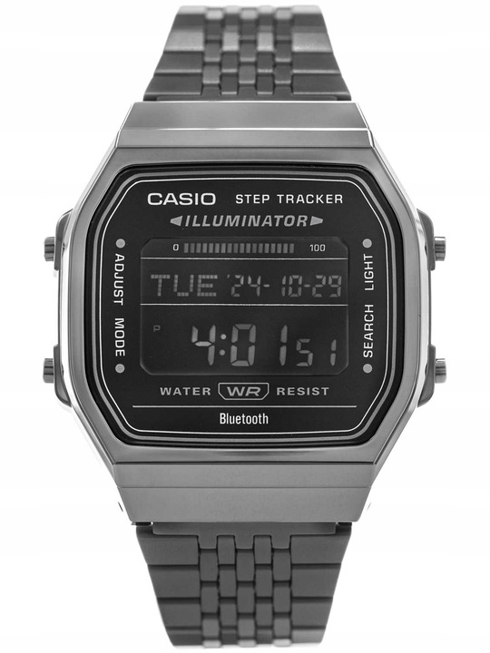 ZEGAREK CASIO ABL-100WEGG-1BEF VINTAGE CZARNY BLUETOOH KROKOMIERZ DATOWNIK