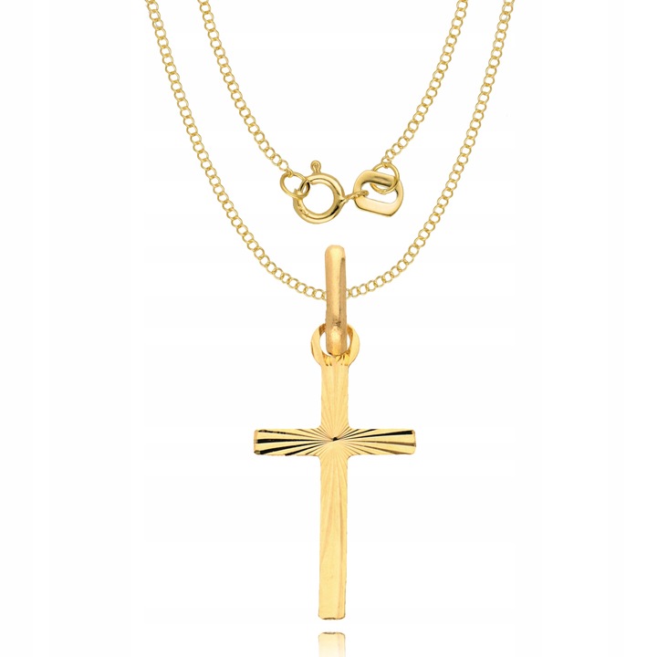 Złoty Łańcuszek 333 Krzyżyk Chrzest Komunia Grawer