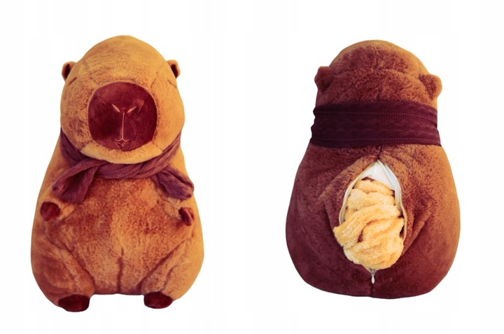 MASKOTKA KAPIBARA Z SZALIKIEM DUŻY PLUSZAK Z KOCYKIEM PODUSZKA 3W1 40 CM