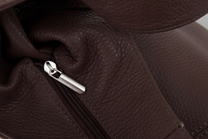 WŁOSKA CZEKOLADOWA TOREBKA SKÓRA NATURALNA BRĄZOWA TORBA WOREK VERA PELLE