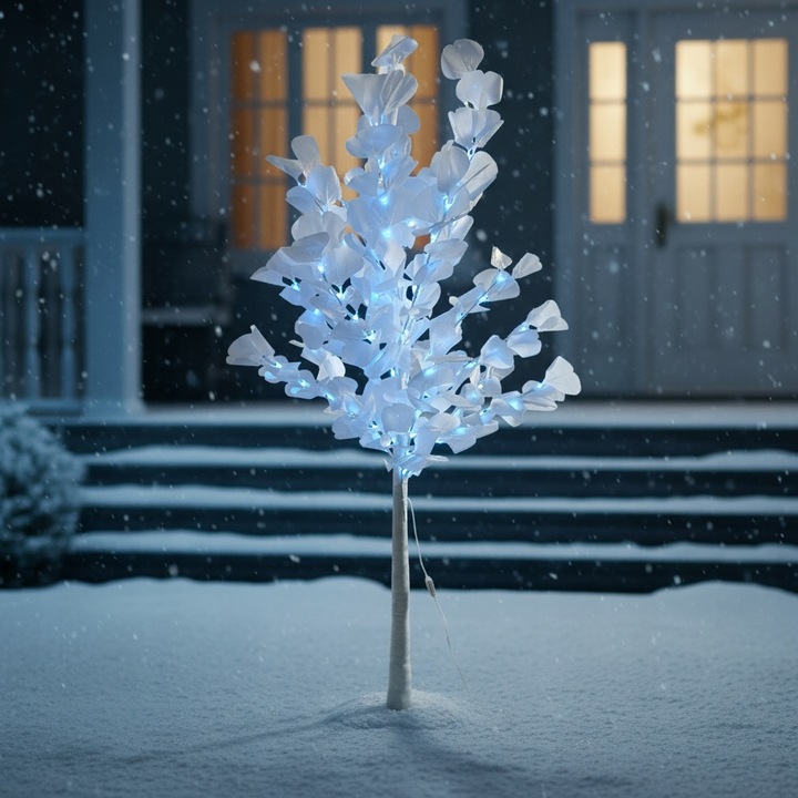 Drzewko Świąteczne Ozdobne Świecące LED BRZOZA 150 cm Lampki Białe Zimne