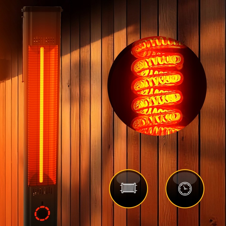 2w1 Promiennik podczerwieni ciepła tarasowy TOR 8 poziomów 2000W pilot