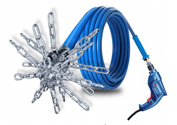 BARDZO MOCNY zestaw szczotka do czyszczenia komina TURBOSPINER 8m PEŁNY WAŁ