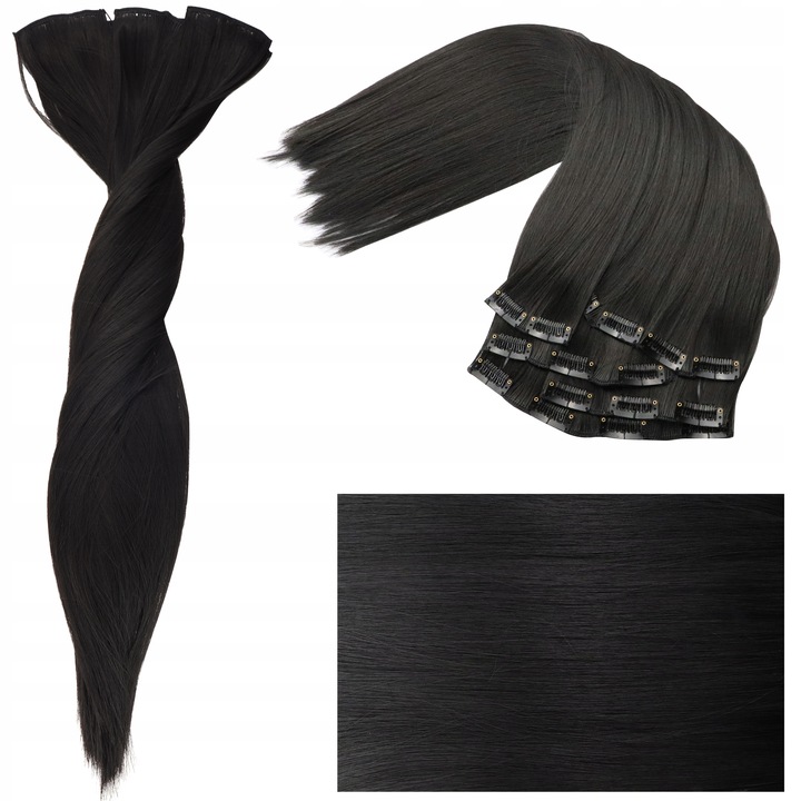 DOCZEPIANE WŁOSY Clip In Jak Naturalne Dopinki Proste Długie 6 Taśm 60 cm