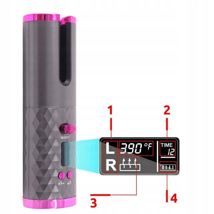 AUTOMATYCZNA LOKÓWKA DO WŁOSÓW Z POWŁOKĄ CERAMICZNĄ LCD