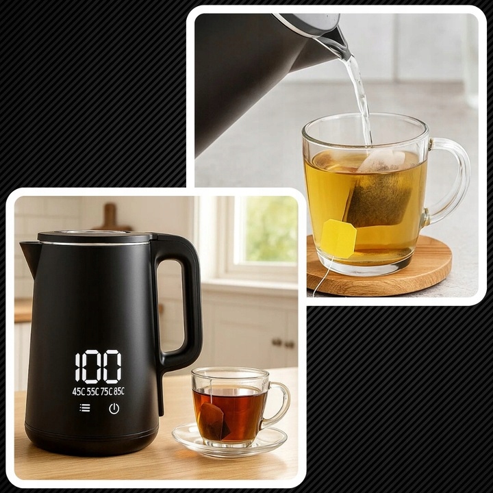 CZAJNIK ELEKTRYCZNY BEZPRZEWODOWY 1,7L 1500W CZARNY REGULACJA TEMPERATURY