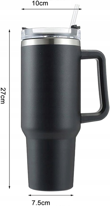 DUŻY TERMICZNY KUBEK ZE SŁOMKĄ UCHWYTEM TERMOS 1L