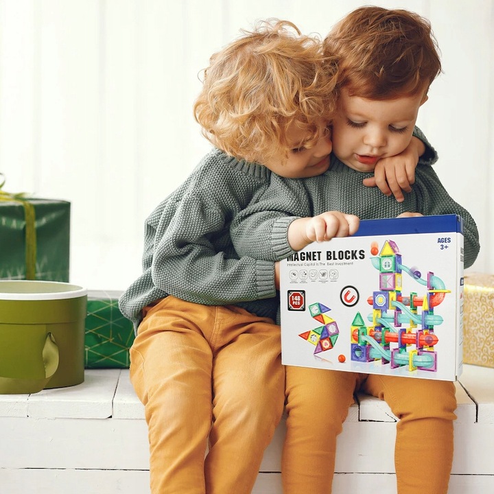 KLOCKI MAGNETYCZNE DLA DZIECKA 3D EDUKACYJNE TOR KULKOWY ZJEŻDŻALNIA 148EL