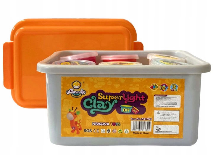 CLAYDOLL PIANKOLINA MASA PLASTYCZNA 24 sztuki BIG BOX + AKCESORIA + WALIZKA