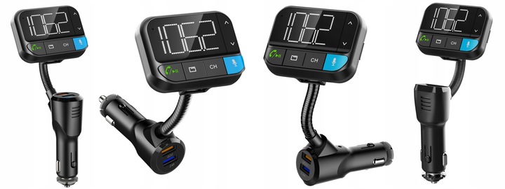 TRANSMITER FM BLUETOOTH 5.0 ZESTAW GŁOŚNOMÓWIĄCY SD QC 3xUSB SIRI/GOOGLE