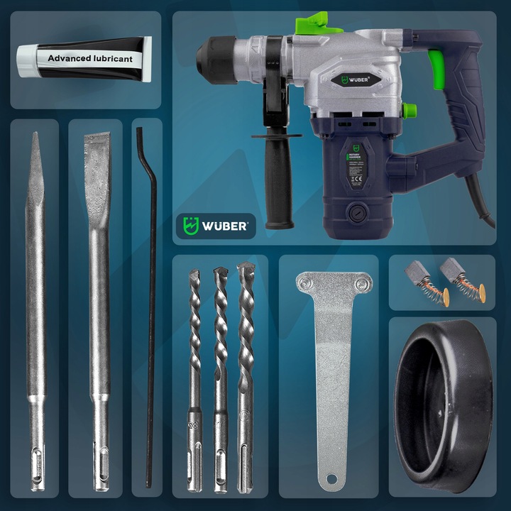 WIERTARKA MŁOTOWIERTARKA MŁOT UDAROWY MOCNA SDS+ WIERTŁA SZPICAK PRZECINAK