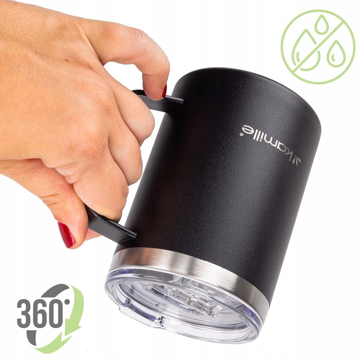 KUBEK TERMICZNY stalowy TERMOS do kawy herbaty z uchwytem KAMILLE 360ml