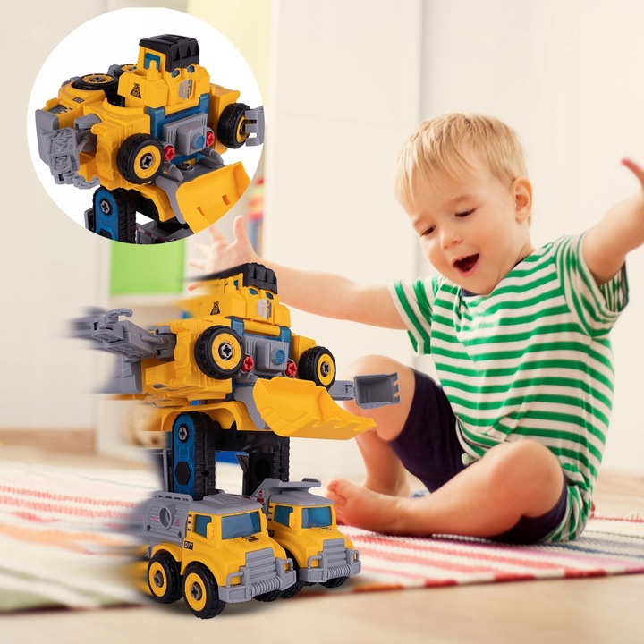 ROBOT TRANSFORMUJĄCY W AUTKA BUDOWLANE 5 SZTUK
