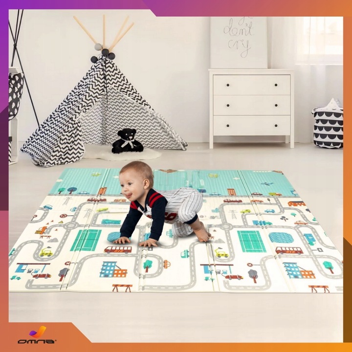 Piankowa dwustronna mata edukacyjna xpe dla dzieci duża składana 200x180cm