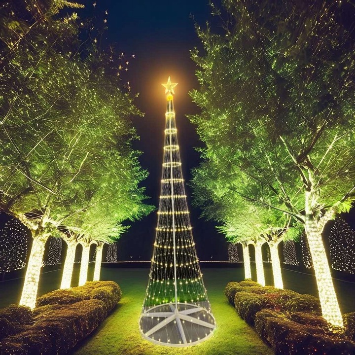 Dekoracyjna choinka ze świątecznymi lampkami LED do ulicy ogrodu i pokoju