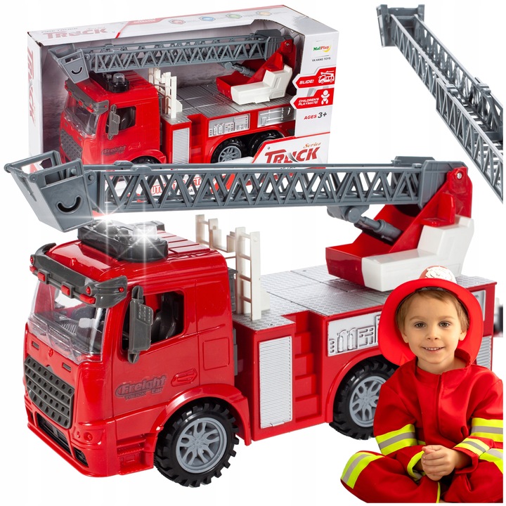 STRAŻ POŻARNA WÓZ STRAŻACKI Z DRABINĄ AUTO SAMOCHÓD INTERAKTYWNY DŹWIĘK