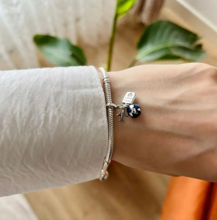 Charms zawieszka SAMOLOT podróże srebrny charms s925 + PUDEŁKO Gratis