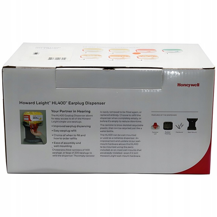 Dozownik Zatyczek do Uszu Stoperami Honeywell HL400 Plus Zatyczki 400 Par