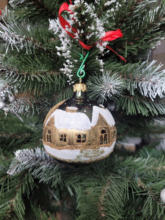 ZESTAW 4 BOMBEK SZKLANYCH 8CM RĘCZNIE DEKOROWANE BUTELKOWA ZIELEŃ