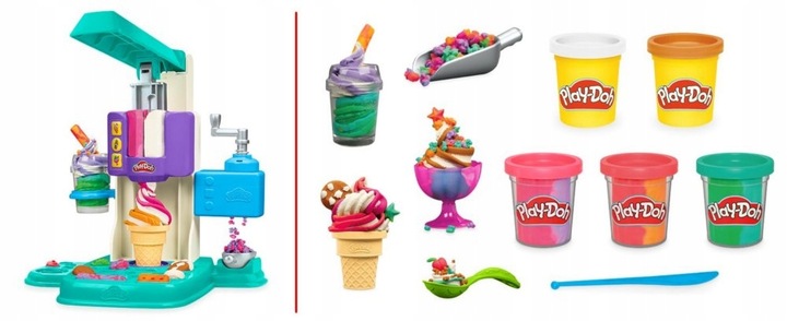 CIASTOLINA Play-Doh Lodziarnia Tęczowe ZAKRĘCONE LODY Zestaw Hasbro G0028