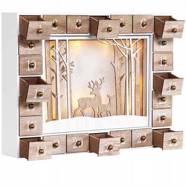 KALENDARZ DREWNIANY ADWENTOWY KRAJOBRAZ LED
